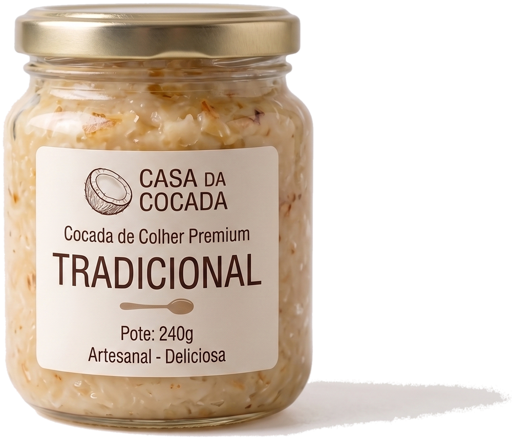 Cocada de colher sabor Tradicional em pote de vidro