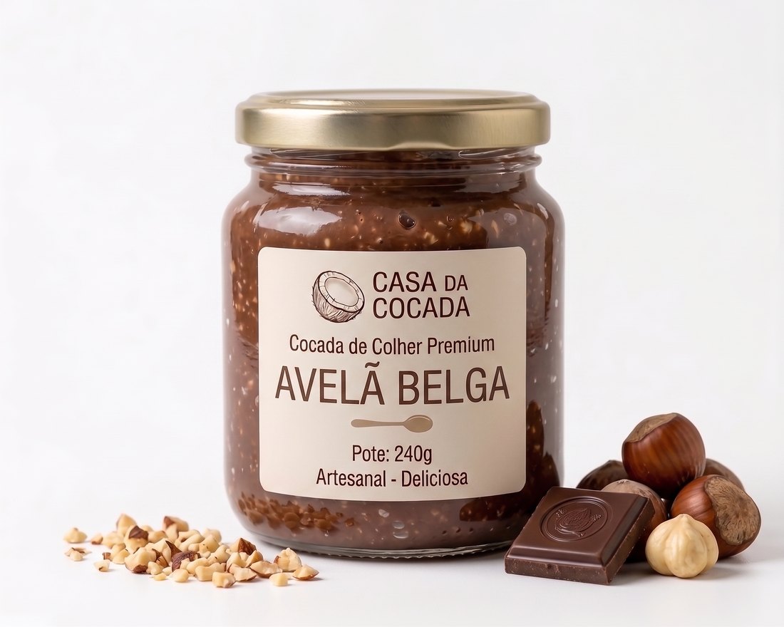Pote de cocada de colher sabor avelã belga