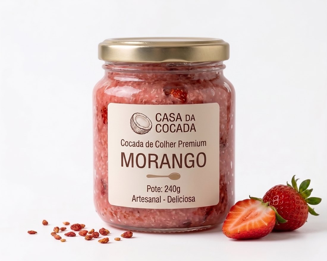 Pote de cocada de morango