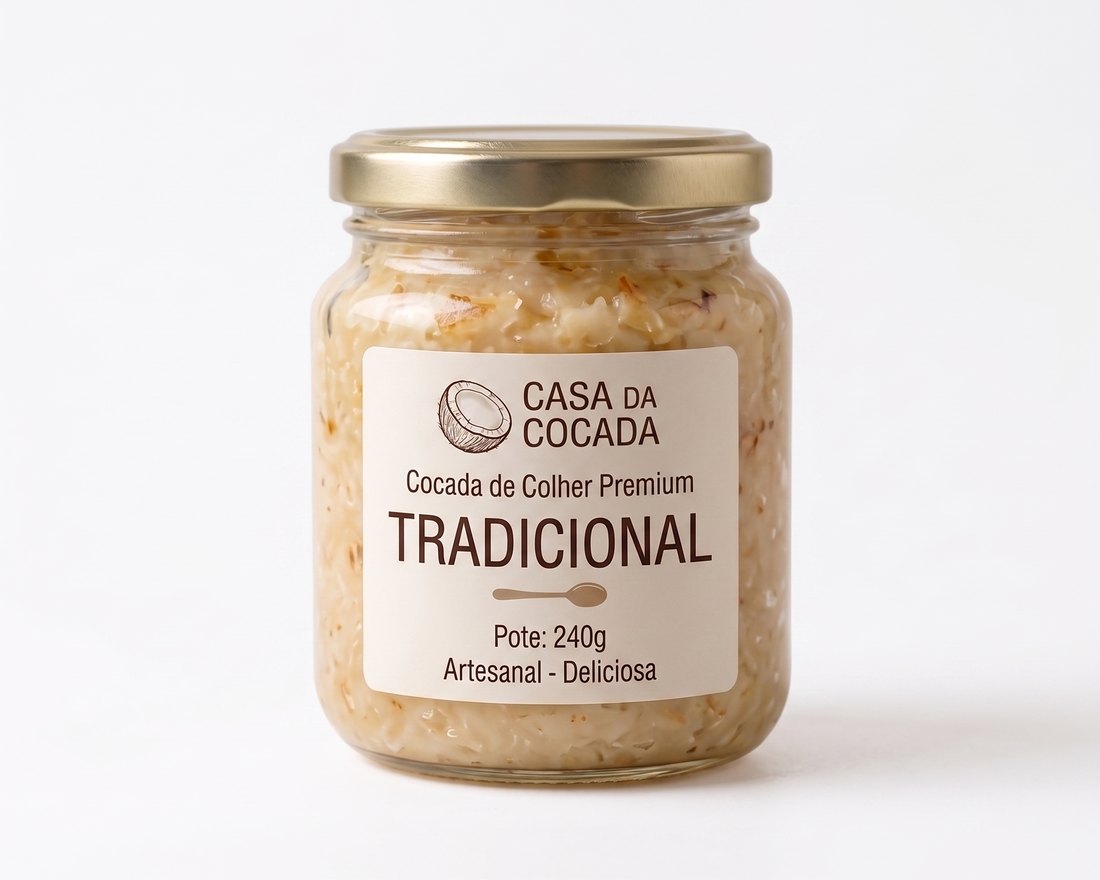 Pote de cocada de colher sabor tradicional